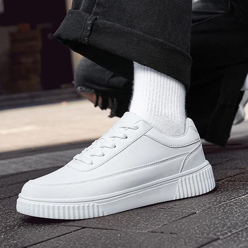 Fashion Uniform Flat Casual Shoes for Men and Women 2024 New PU Leather Men's Comfortable Sports Lace-up White Shoes Vulcanized Shoes