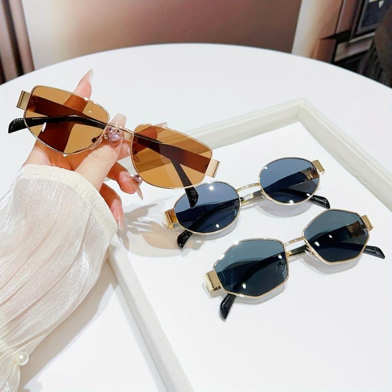 

3 шт. Женские Y2K Модные очки Модные очки Эллиптические Неправильные Геометрические Металлические Оправы Формы