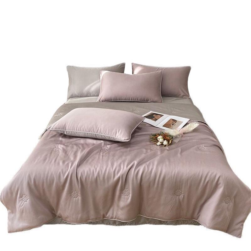 Sommerdecke aus Eisseide: Vierteiliges Set, Dünn & Atmungsaktiv, Einzel-/Doppelbett, Maschinenwaschbar