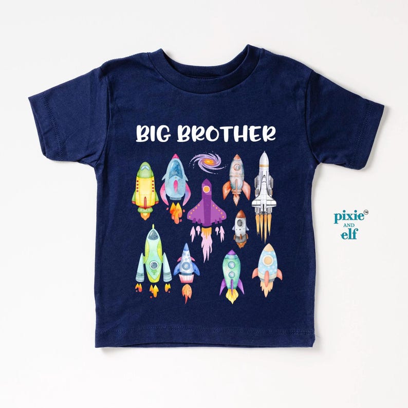 Big Brother shirt with outerspace theme, space rockets tee, boys galaxy, promoted to big brother, Pregnancy announcet, big brother gift 110