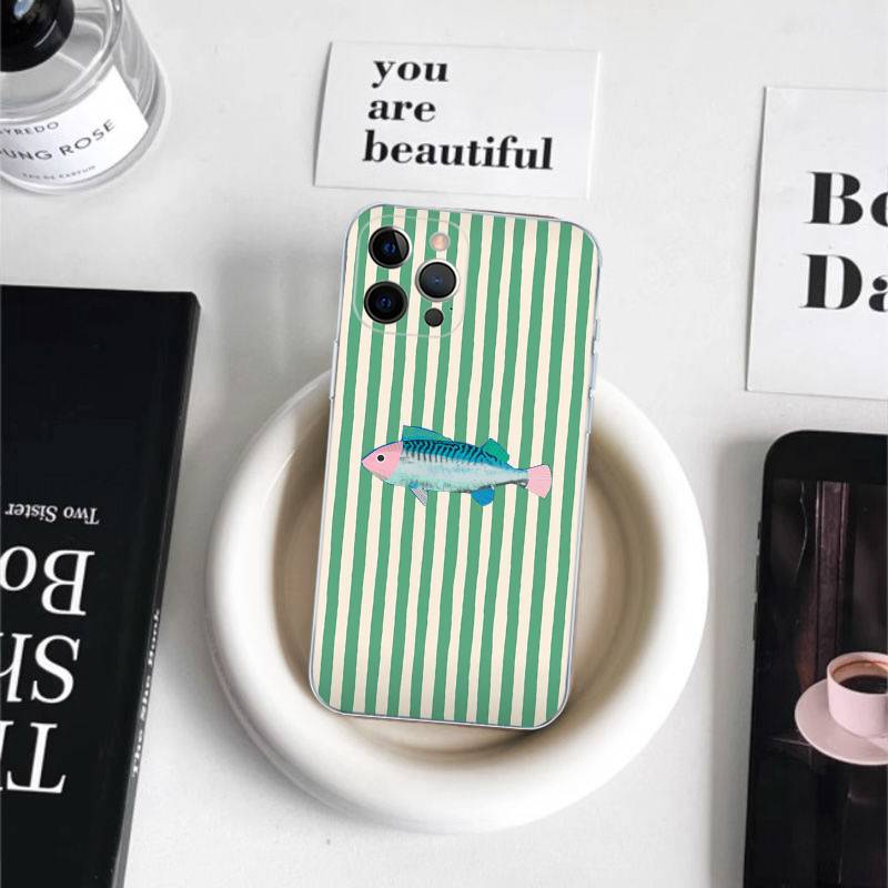 Cute Marine Seafood Phone Case For iPhone 17 16 15 11 12 14 13 Pro Max Mini X XS XR 7 Plus 16E Shockproof Silicone Cover Fundas