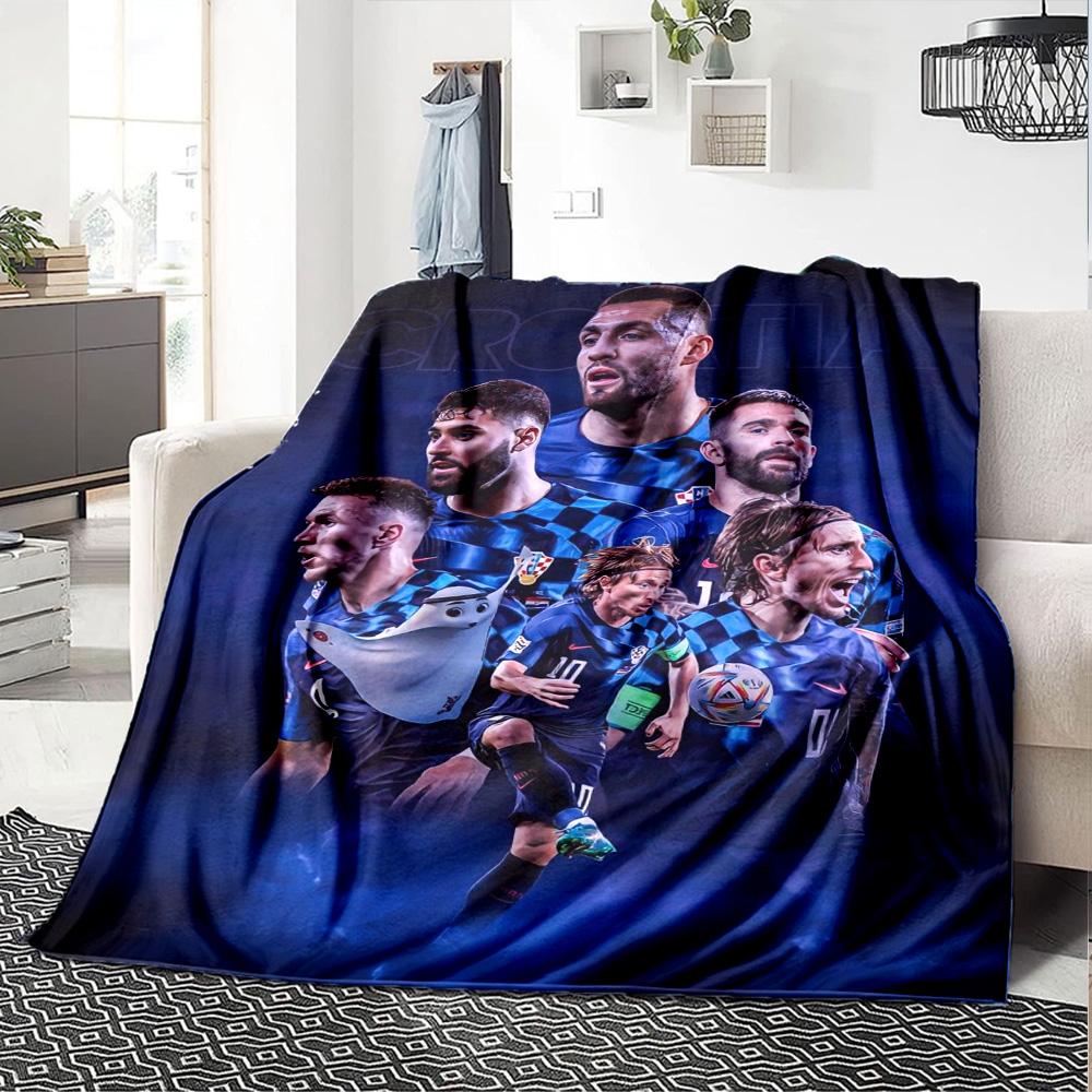 Croatia National Football Team Players Flannel Throw Blanket, Soft Warm Sofa Bed Cover, Soccer Fan Home Decor Gift for Living Room Bedroom