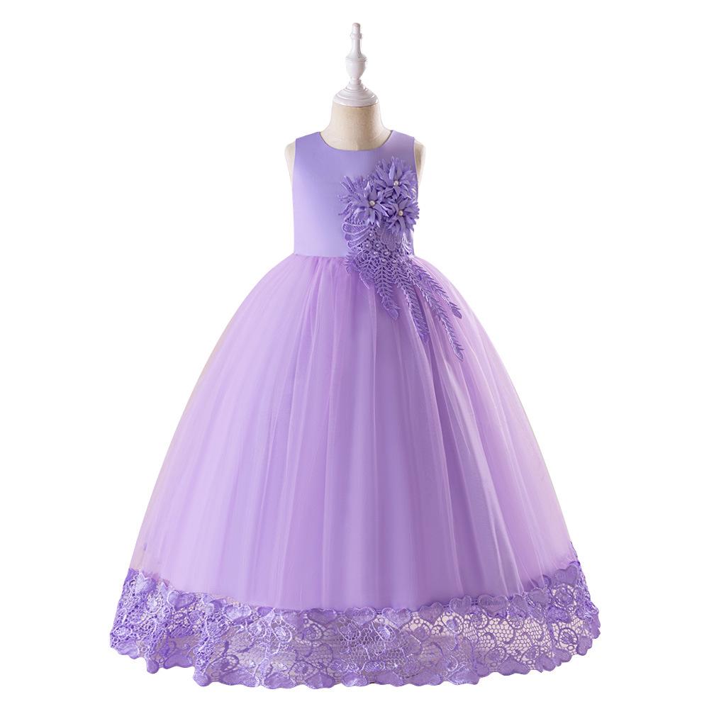 

Girls Elegant Lace Embroidered Formal Dress for Ceremonies 120 cm