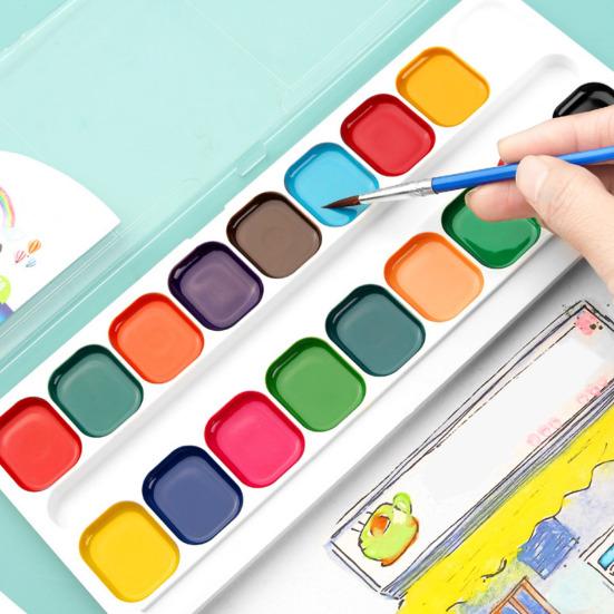 Boxed Watercolor Paint Set Water Soluble Pigments Set with Brush Portable Watercolor Palette