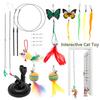 Interactive Cat Feather Toy Indoor Cat Teaser Stick with 2 Wand 11 Feather Toy Suction Cup and 2 Type Of Door Hanging Cat String