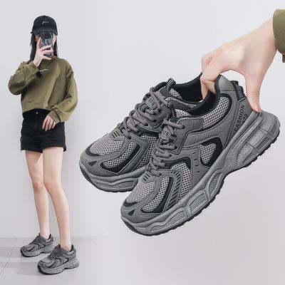 Sports Dad Shoes Women's 2024 Autumn New Versatile Student Korean Version of Thick-soled Casual Breathable Running Shoes Women