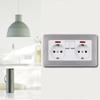EIOMR EU European Standard Wall Mounted Power Socket Flame Retardant PC Panel with USB 5V 2A and Type C Power Plug Home Socket