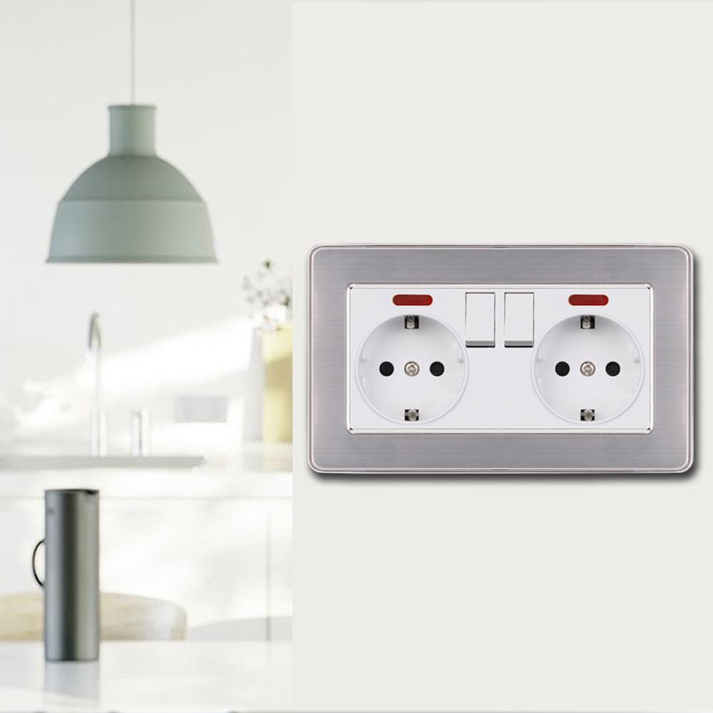 EIOMR EU European Standard Wall Mounted Power Socket Flame Retardant PC Panel with USB 5V 2A and Type C Power Plug Home Socket