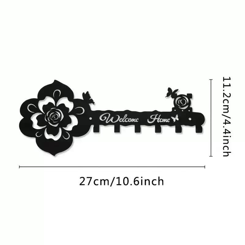 Metal Letter Key Storage Hook Rack - Decorative Wall-Mounted Silhouette for Bedroom