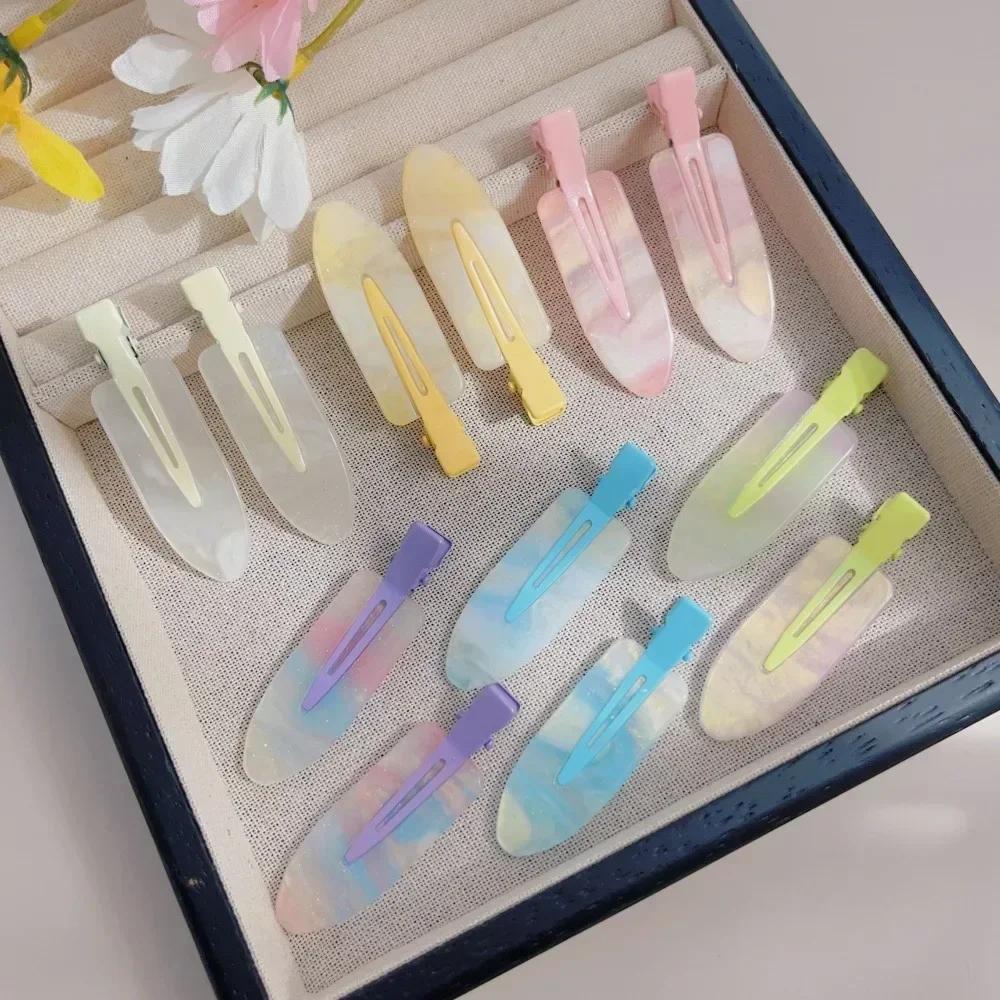 2 pz/set Fermagli per capelli senza piega per donne ragazze Acrilico Styling capelli Senza piega Ricciolo Piccolo pin Frangia Barrettes senza cuciture Accessori