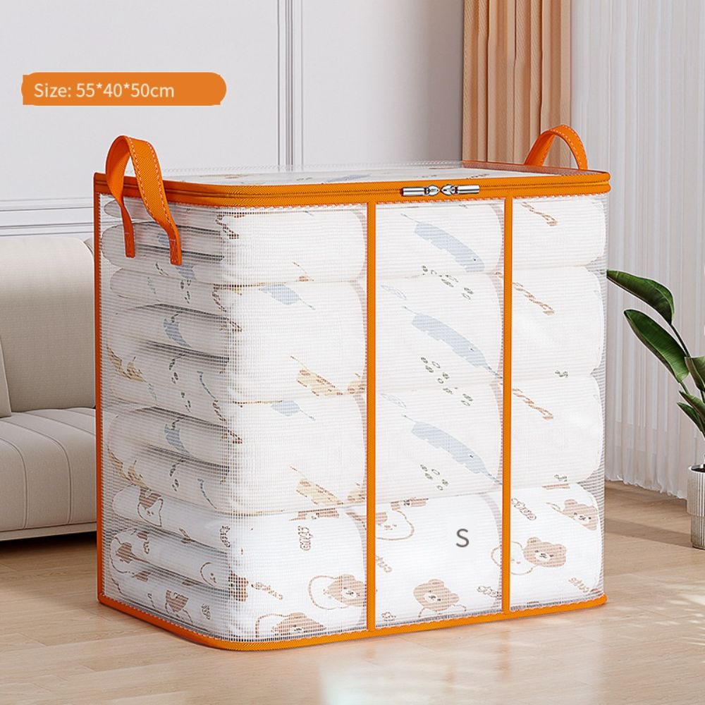 Große faltbare Aufbewahrungstasche Wasserdichte transparente Kleideraufbewahrungsbox mit Reißverschluss Platzsparend PVC Bettdecken-Aufbewahrungstasche Zuhause