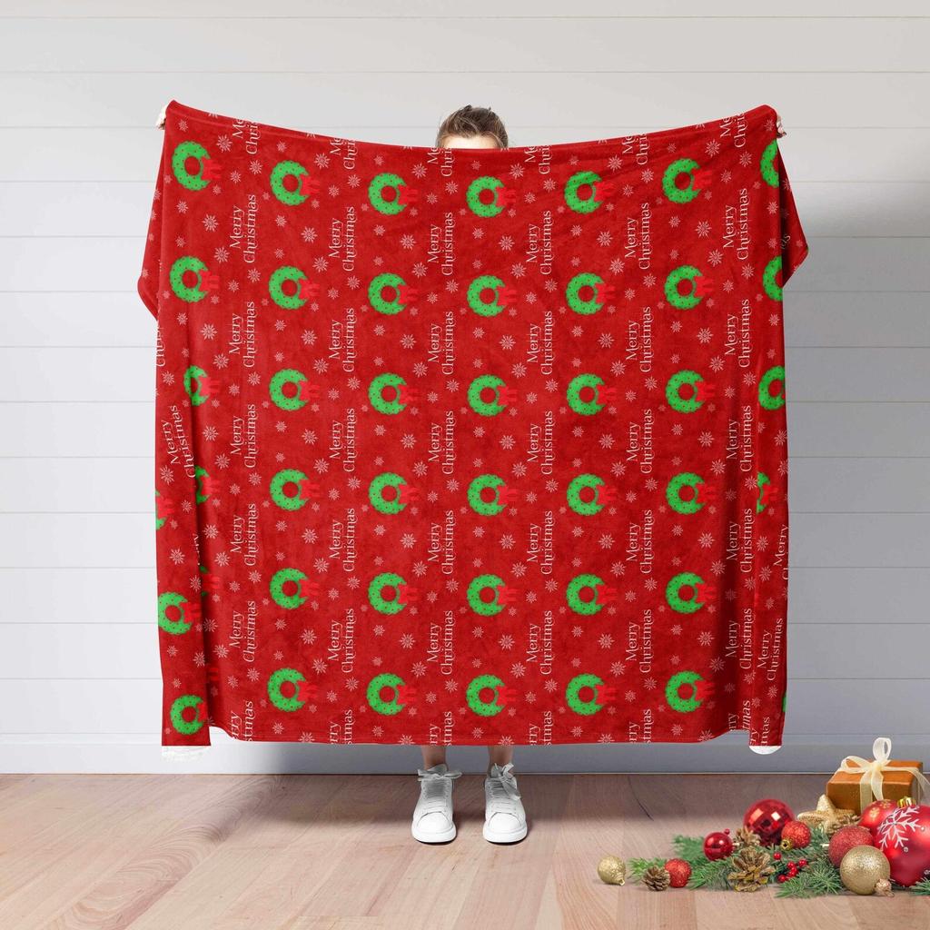 Vintage Christmas, Wreath Throw Blanket | Winter Farmhouse Family Décor Gift