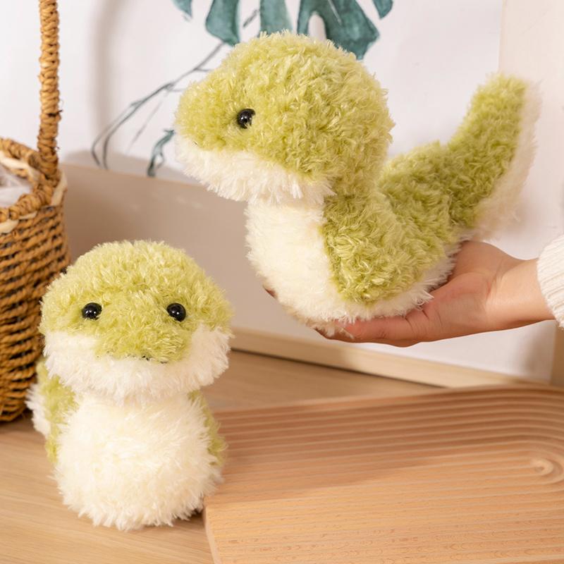 25cm Curly Soft Snake Plush Doll Green Cartoon Small Snake Plush Toy Decoration Bedroom Sofa Gift for Friends