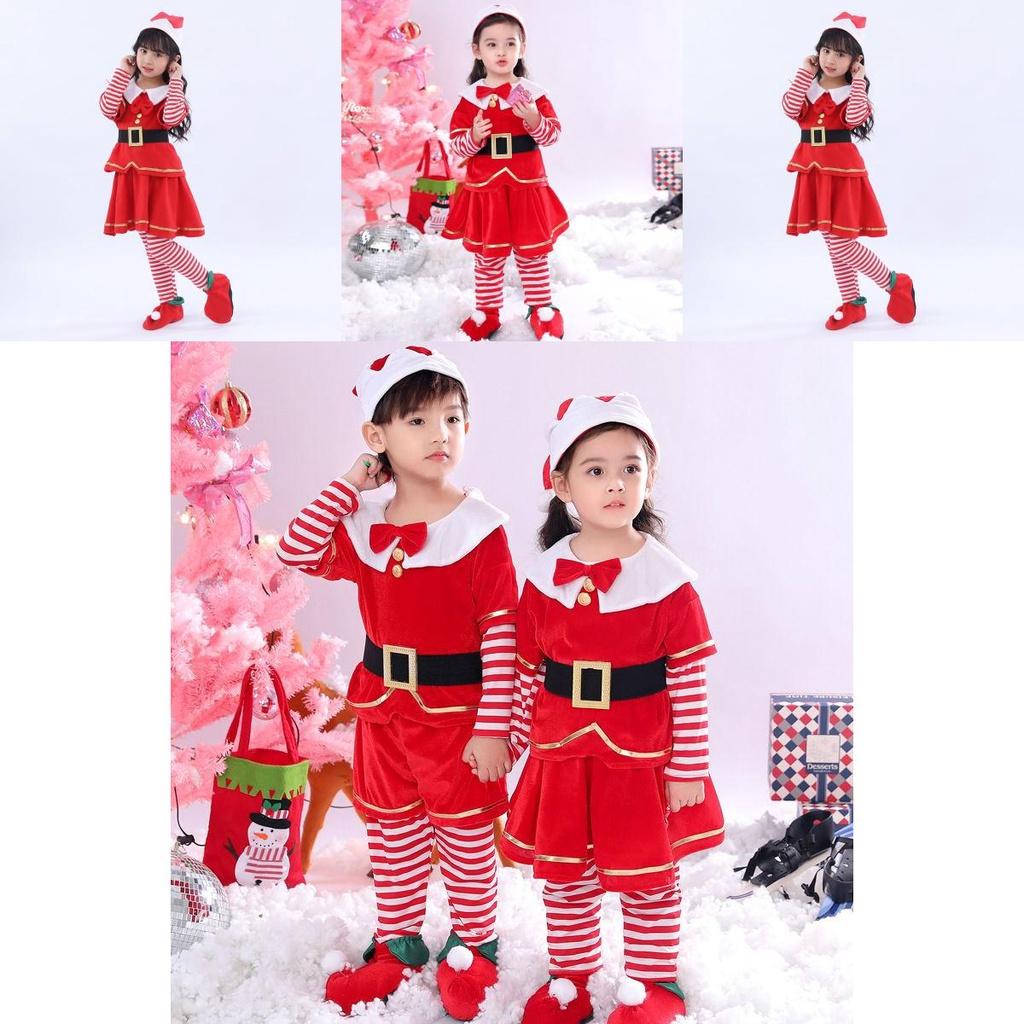 Fashionable Christmas Elf Outfit With Santa Belt Toddler Cosplay Costume