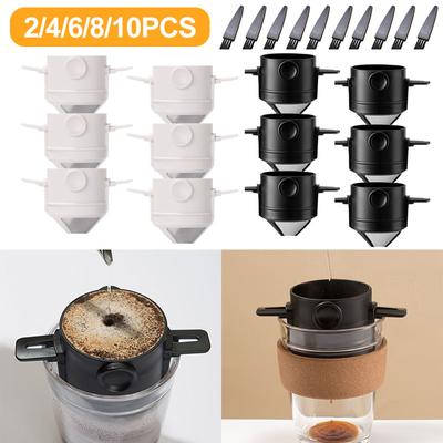 10/8/4/2Pcs Foldable Portable Coffee Filter Coffee Maker Stainless Steel Drip Coffee Holder Reusable Paperless Pour Over Dripper