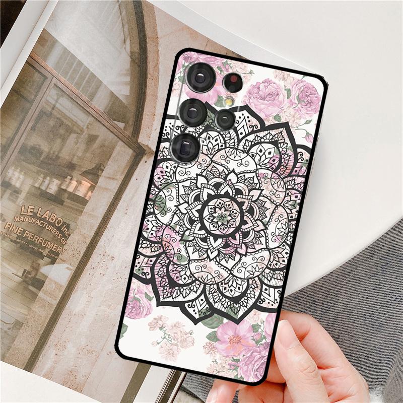 Coque de téléphone Mandala Floral à Fleurs Pour Samsung Galaxy S24 Ultra S9 S10 S20 S22 S21 Plus S23 FE S25 Ultra Protection Complète