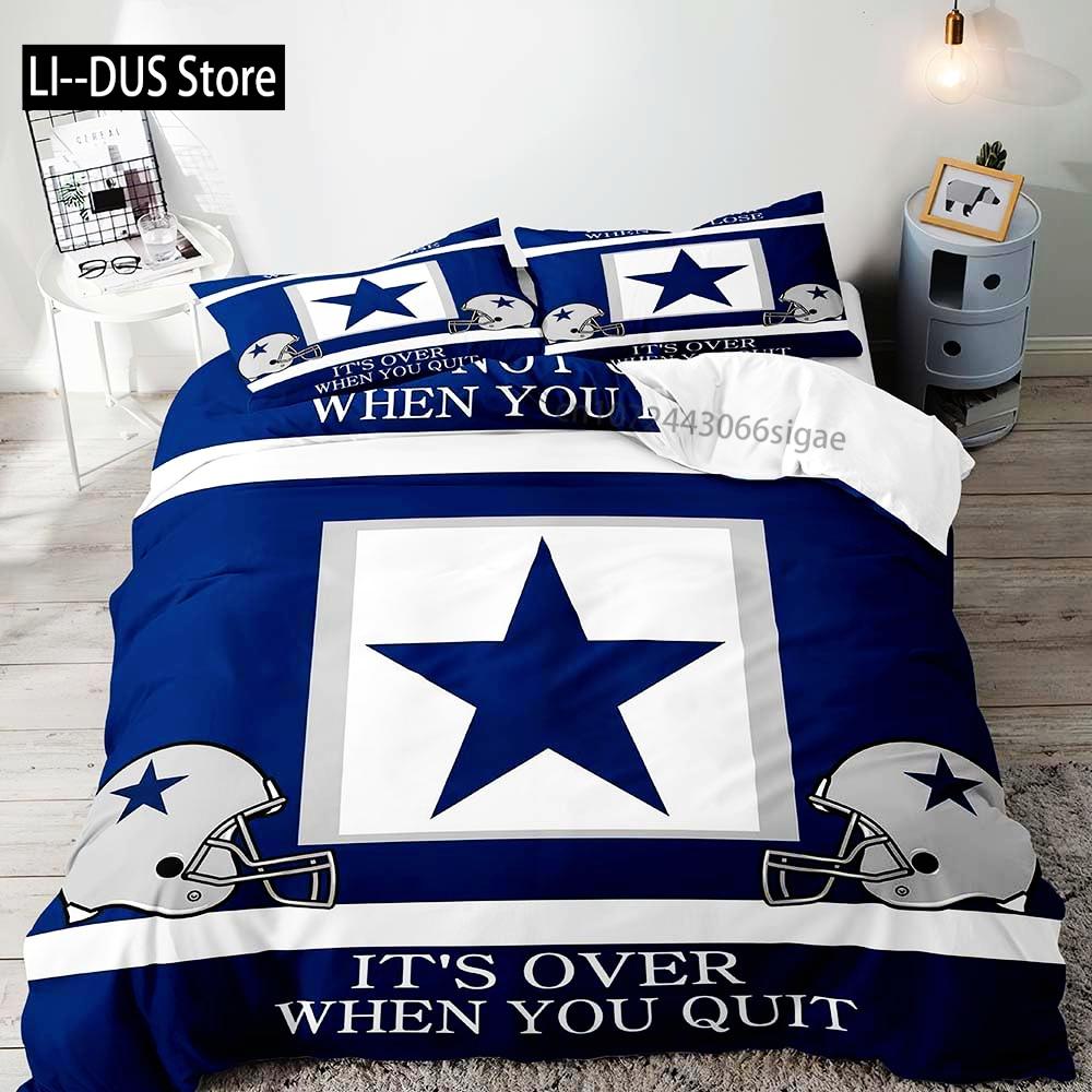 

Comforter Football Twin Full Size Sports Bedding Grey Blue Striped Comforter modern Bedroom Decor For Men Husband Comforter (quilt)-EU Single(135*200cm)3pcs