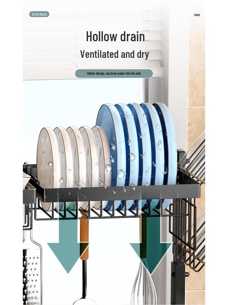 Retractable Kitchen Sink Storage Rack for Bowls and Plates