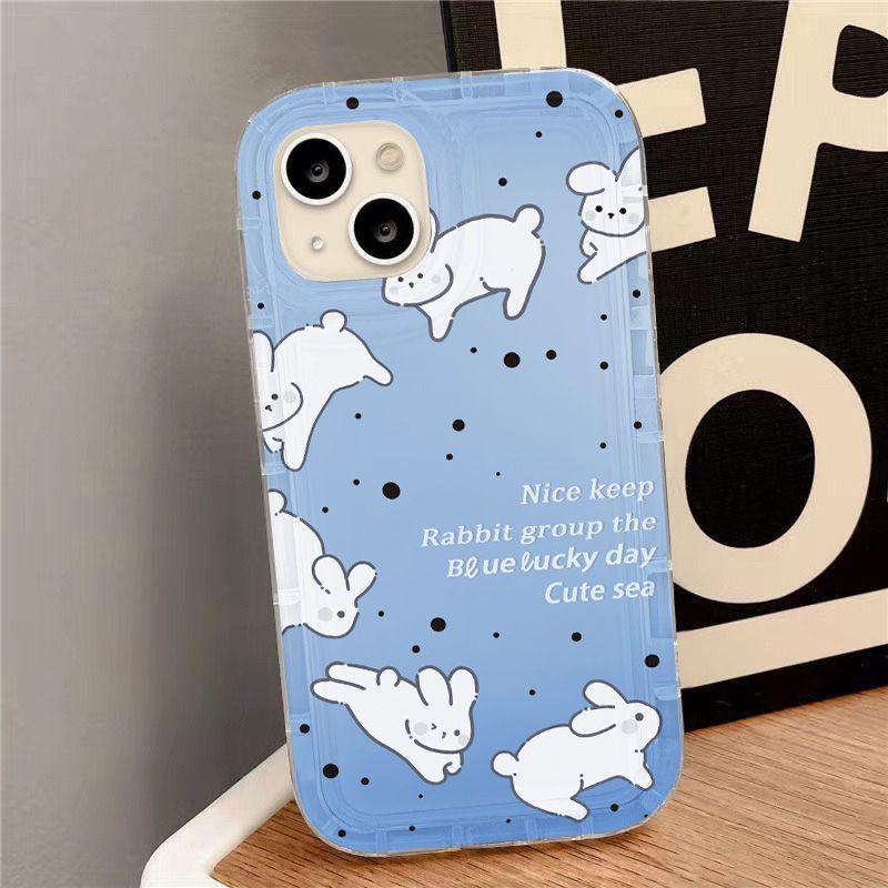 Running Rabbit with Blue Bottom Applicable to iPhone17Pormax Mobile Phone Case 16Pro Apple 12 Niche 14/15