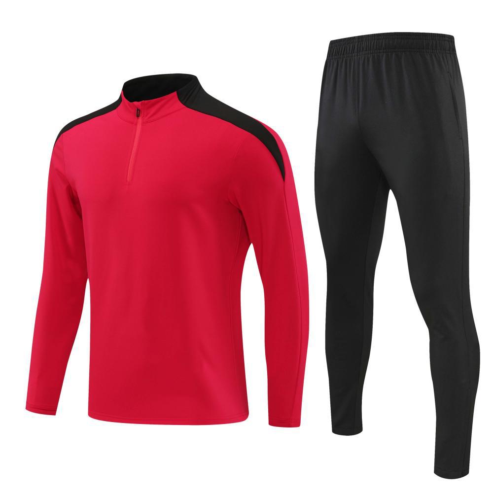 Cross-border Half-pull Long-sleeved Football Jersey Set Printed Adult Jersey Spring Autumn and Winter Long-sleeved Training Jersey Sportswear Jacket