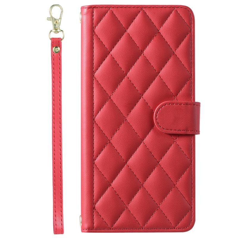 Applicable to Samsung A17/A07Phone case with houndstooth pattern and crossbody strap A56/A55/J8Card slot flip cover case