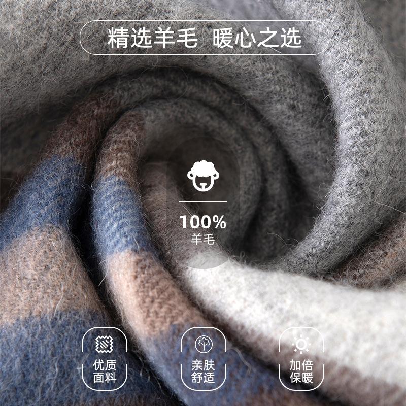 Szalik 100% Wełna Jesienno-Zimowy Ciepły Wszechstronny Szalik w Kratę Damski Wysokiej Jakości Zimowy Wełniany Czerwony Szalik