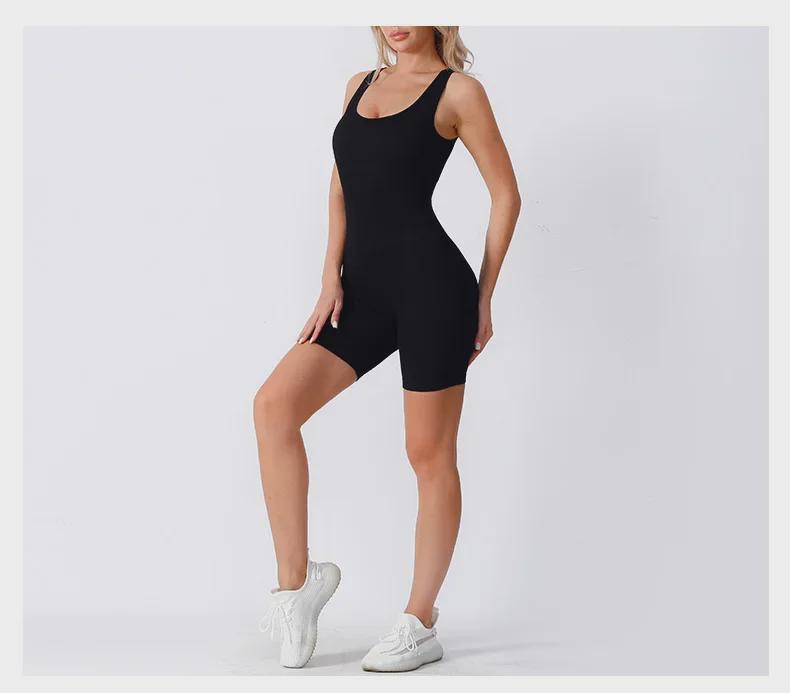 Seamless Backless Threaded Yoga Jumpsuit - Cross-border European & American Design