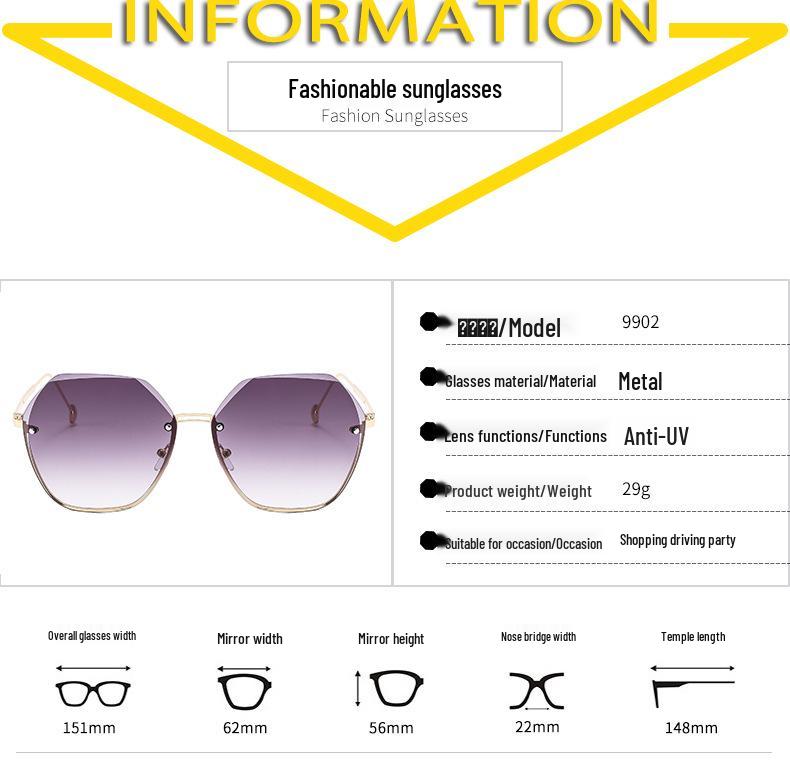 Trendy Frameless Women's Sunglasses - European & American Style, UV Protection, Round Face, Fashionable Driving Glasses