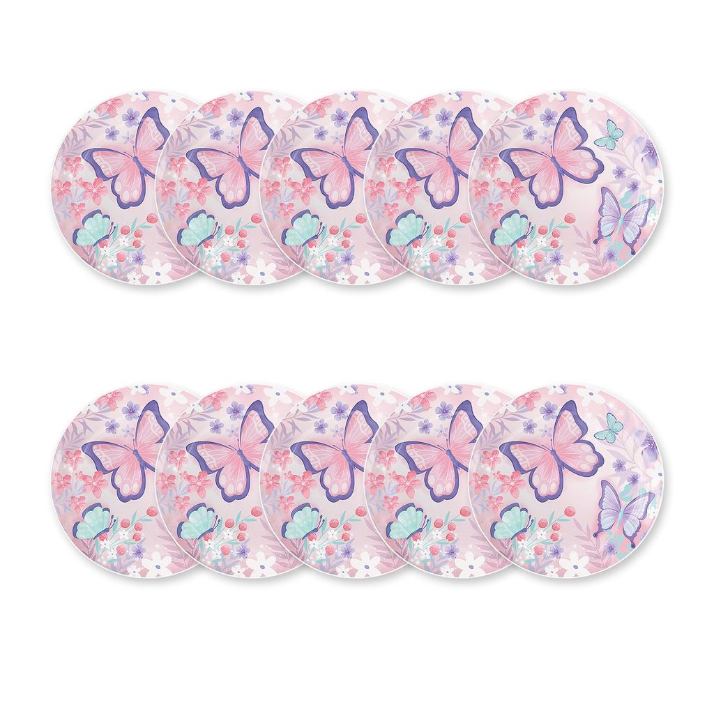 1Set Birthday Party Essential Set Butterfly Theme with Invitation Cards 10in 9in Plates Napkins Paper Cups Optional