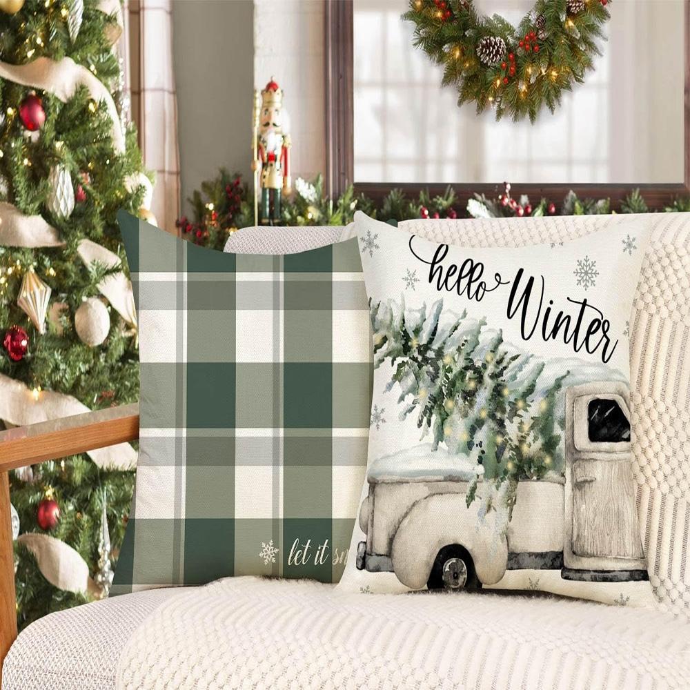 Festive Christmas Pillowcases: Merry, Joyful, Wintery, and Plaid for a Cozy Holiday! sofas, bedroom pillow covers, holiday gifts