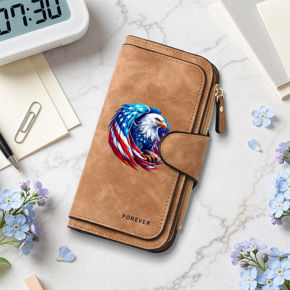 Patriotic Eagle Print Long Wallet Fashion Portable Card Holder