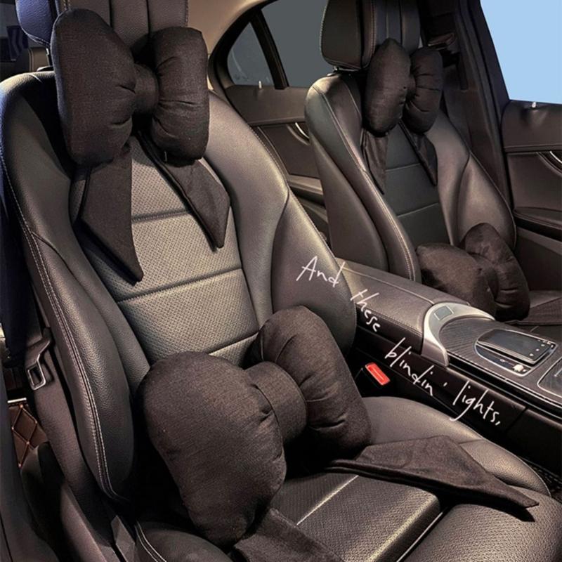 Car Seat Headrest Neck Rest Cushion Bowknot Car Neck Pillow Soft Neck Support Car Seat Back Pillows Neck Pain Relief