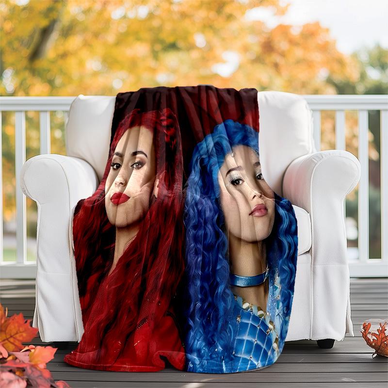 1pc Descendants The Rise of Red2 Theme Blanket - Digital Print, Polyester, Cozy for All Seasons, Perfect for Outdoor, Camping, and Travel