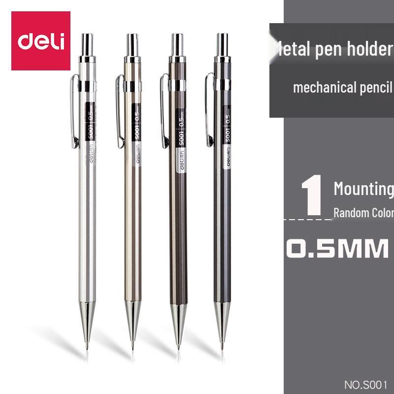 

Deli 0.7mm Metal Mechanical Pencil, Low Gravity Design, Durable Lead for Students серебряный