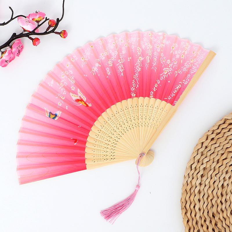 Hanfu skládací vějíř pro ženy inspirovaný japonským a čínským stylem – Scénický tanec bambusový styl