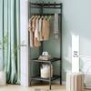 Modern Minimalist Metal Floor Coat Rack: Multifunctional Bedroom Clothes Hanger & Storage Solution.