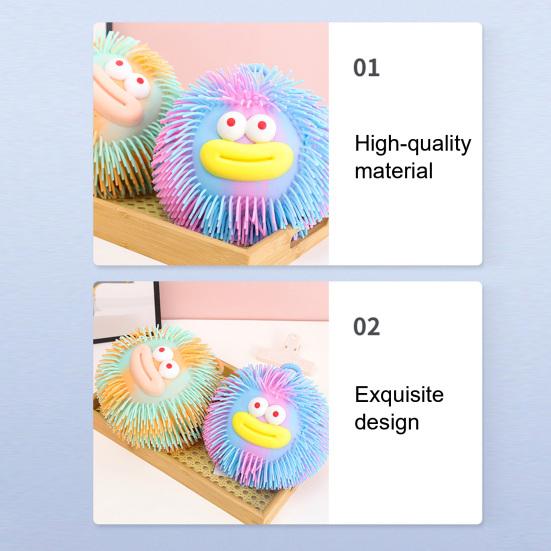 Cartoon Sausage Mouth Stress Ball Anxiety Relief Long Hairs Big Eyes Ball Fidget