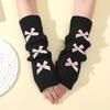 Bow Gloves for Women in Autumn and Winter Knitted Warm College Style Mid Length Stacked Sleeves Fingerless Arm Sleeves