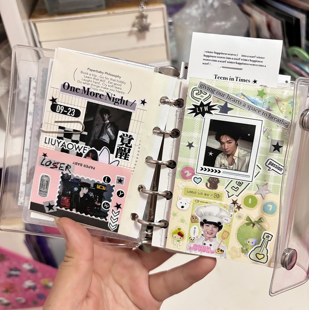 Winuin M5 Refill Sticker Book Mini 5 Sticker Transparent Release Peelable Oshikatsu Goods Mount, Mount, Paper, Binder, Double-Sided Pockets, (10