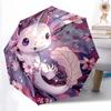 1pc Axolotl On a Tree Pattern Automatic Umbrella, 8 Iron Frames, High-Value Folding Umbrella, Suitable for Office, Travel and Outdoor Adventure.P011