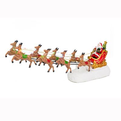 Weihnachtsmann Schlitten und Rentier LED Licht Weihnachts Dorf Deko Zubehör Beleuchtete Figuren für Feiertags Zuhause Innen Ornament
