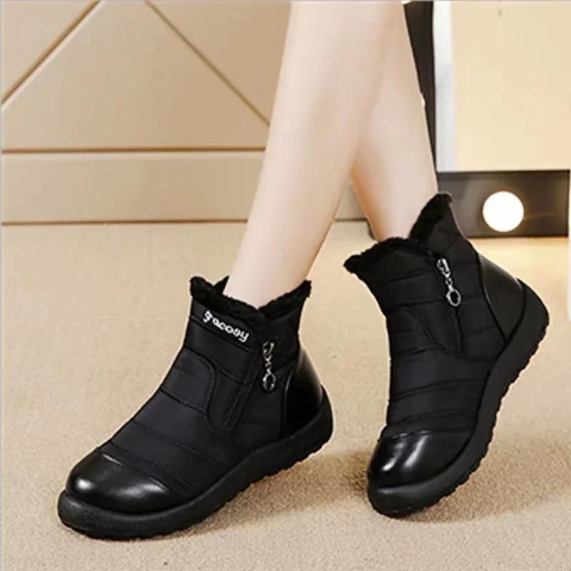 Designer Warm Waterproof Non-slip Ankle Boots Women Plush Cozy Light Flat Platform Boots Luxury Winter Snow Boots Botas Mujer