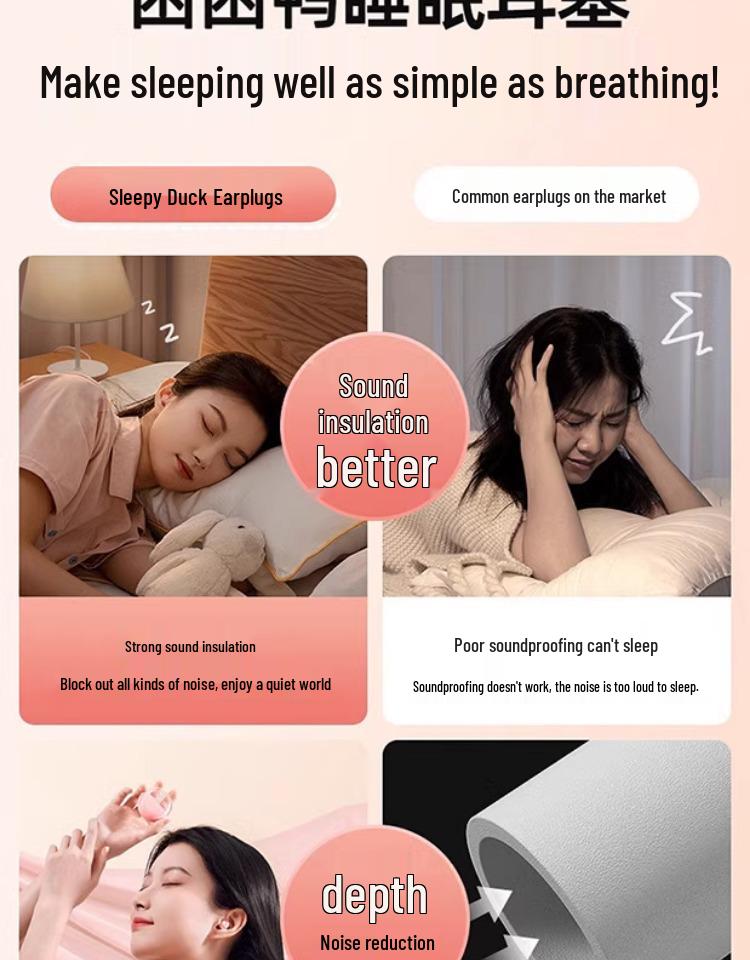 Kunkun Duck Cat Earplugs for Sleep: Super Soundproof, Noise Reduction, Silent, Anti-Noise Sleeping Aid for Students