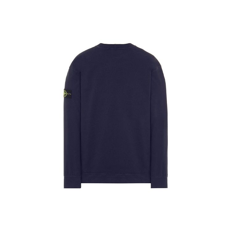 Stone Island Logo Crew Neck Sweatshirt Men Sweatshirt Navy-Blue 761563750-V0020