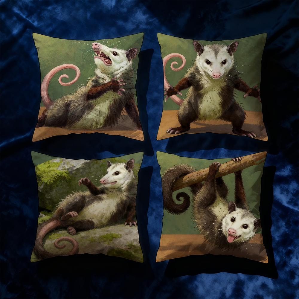 Cushion Cover Soft Case Sofa Living Room Home Modern Comfortable Office Print Decor Opossum Protective Pillow