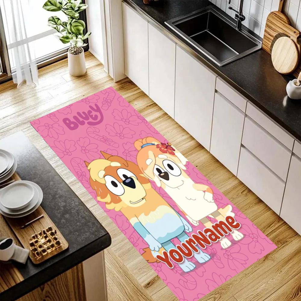 Bluey Customize Your Name Kitchen Rug Runner Rug Laundry Mat Hallway Entryway The Best Gift Choice