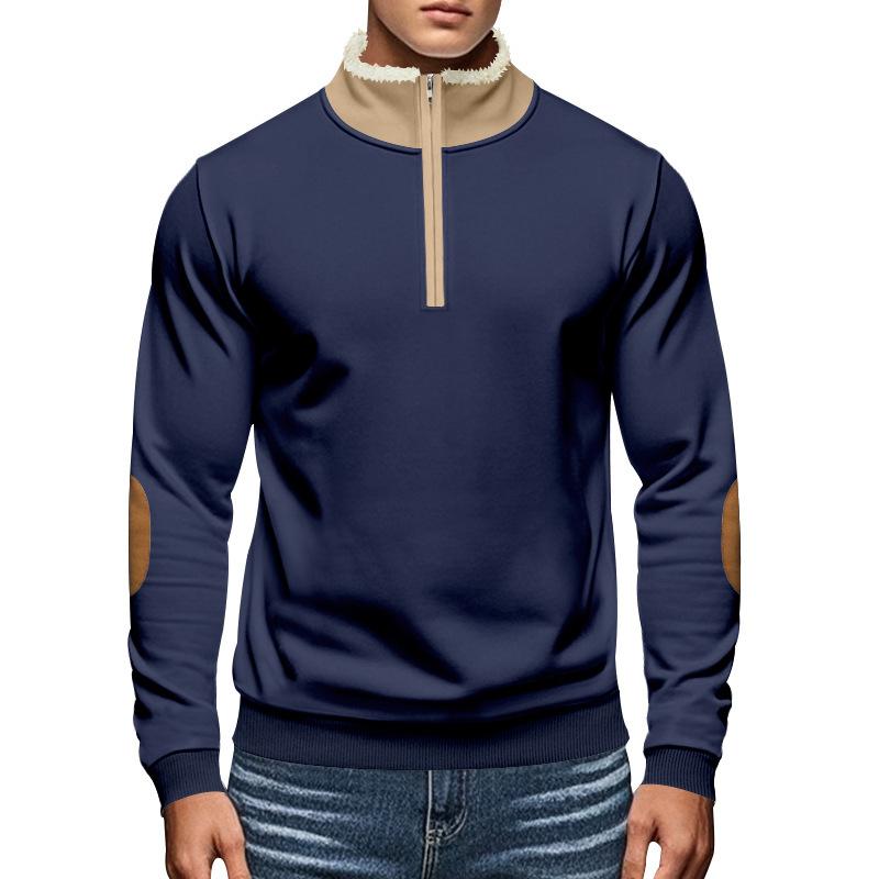 Hanorac american nou, vintage, brodat, cu jumătate de fantă, pentru bărbați, mărime mare, cu mânecă lungă, hanorac