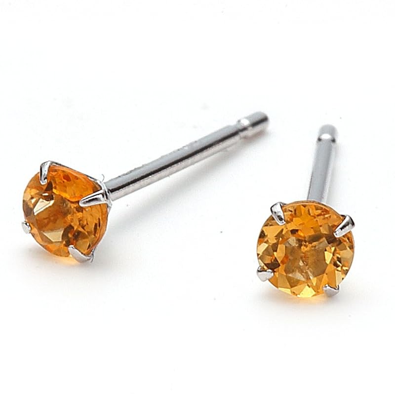 

PLUSTER earrings stud citrine one grain Compatible with metal allergies ladies natural stone birthstone color Stone [with special pouch] Popularity