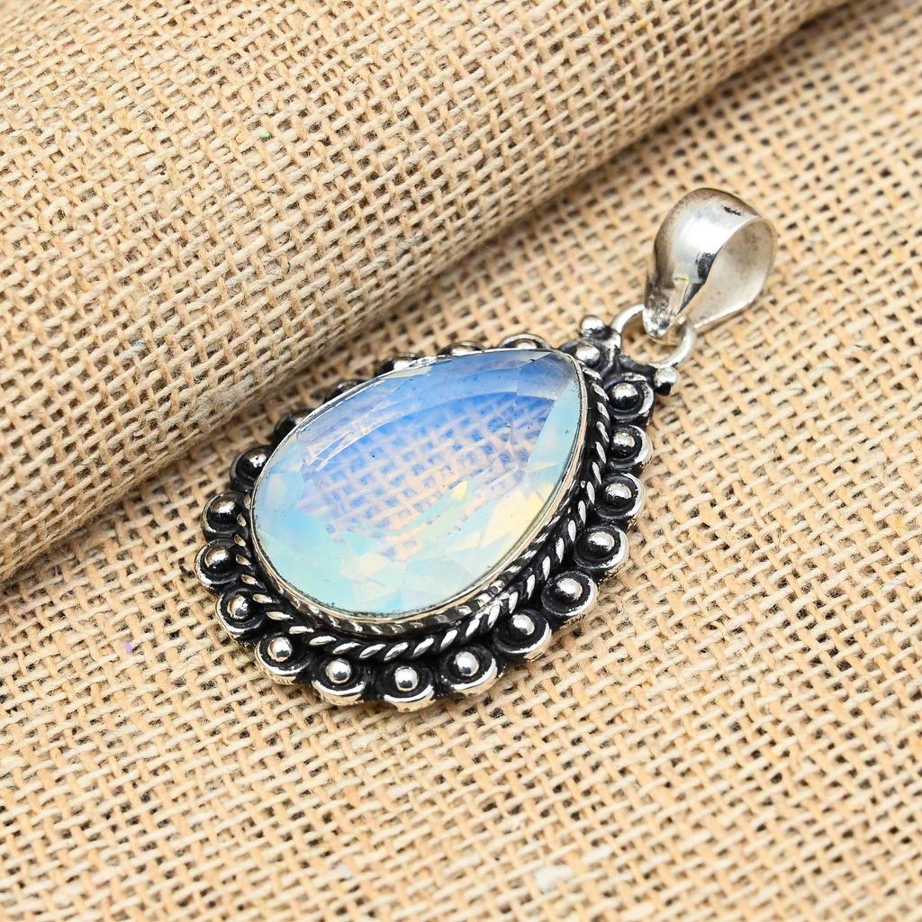 Ravishing Milky Opal Gemstone 925 Sterling Silver Jewelry Pendant For Wedding Gift