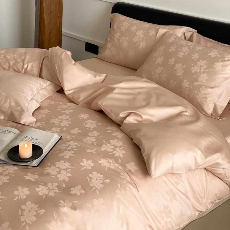 100 Long-Staple Cotton 4Pcs Set, High-End Jacquard Embroidery Bedding 4Pcs Set